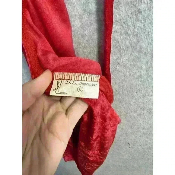 VTG Velour Sexy Red Halter Top 90s Rave Festival Y2K Asymmetrical Size M/L - Picture 9 of 14